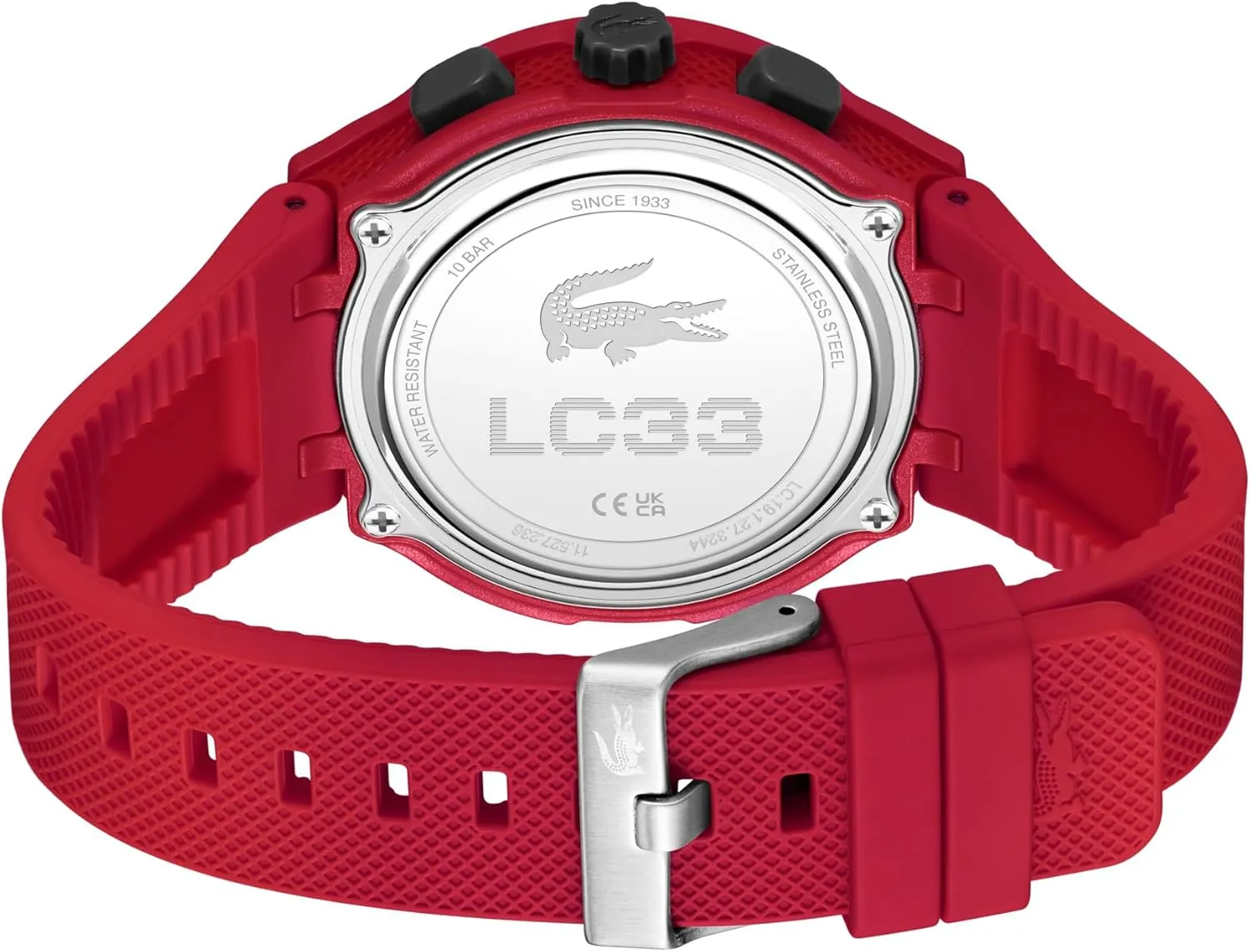 Lacoste LC33 Men's Analog and Digital Movement Watch, Silicone Strap, Water Resistant Up to 10ATM/100 Meters - Contemporary, Sporty - Premium Fashion Timepiece - Gift for Him - 45mm
