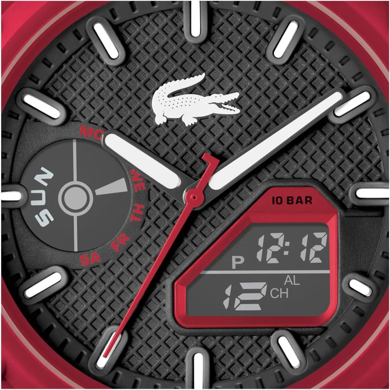 Lacoste LC33 Men's Analog and Digital Movement Watch, Silicone Strap, Water Resistant Up to 10ATM/100 Meters - Contemporary, Sporty - Premium Fashion Timepiece - Gift for Him - 45mm