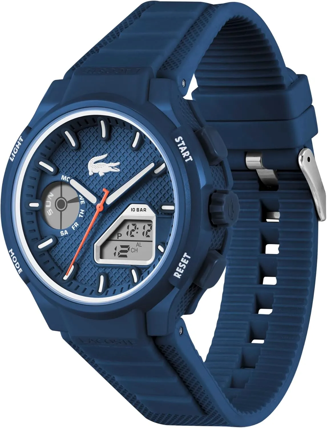 Lacoste LC33 Men's Analog and Digital Movement Watch, Silicone Strap, Water Resistant Up to 10ATM/100 Meters - Contemporary, Sporty - Premium Fashion Timepiece - Gift for Him - 45mm