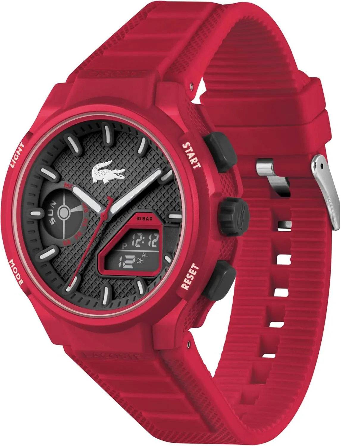 Lacoste LC33 Men's Analog and Digital Movement Watch, Silicone Strap, Water Resistant Up to 10ATM/100 Meters - Contemporary, Sporty - Premium Fashion Timepiece - Gift for Him - 45mm