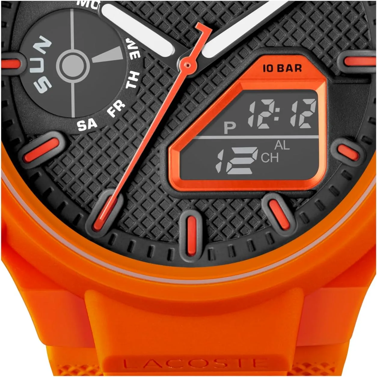 Lacoste LC33 Men's Analog and Digital Movement Watch, Silicone Strap, Water Resistant Up to 10ATM/100 Meters - Contemporary, Sporty - Premium Fashion Timepiece - Gift for Him - 45mm