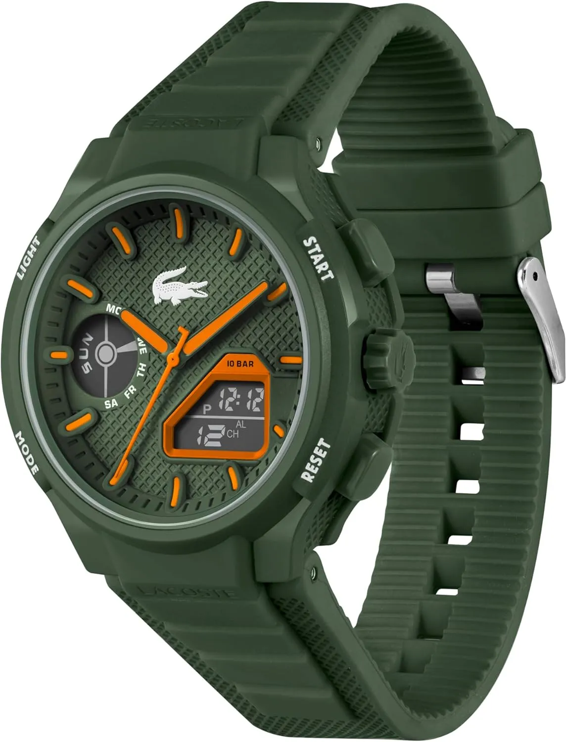 Lacoste LC33 Men's Analog and Digital Movement Watch, Silicone Strap, Water Resistant Up to 10ATM/100 Meters - Contemporary, Sporty - Premium Fashion Timepiece - Gift for Him - 45mm