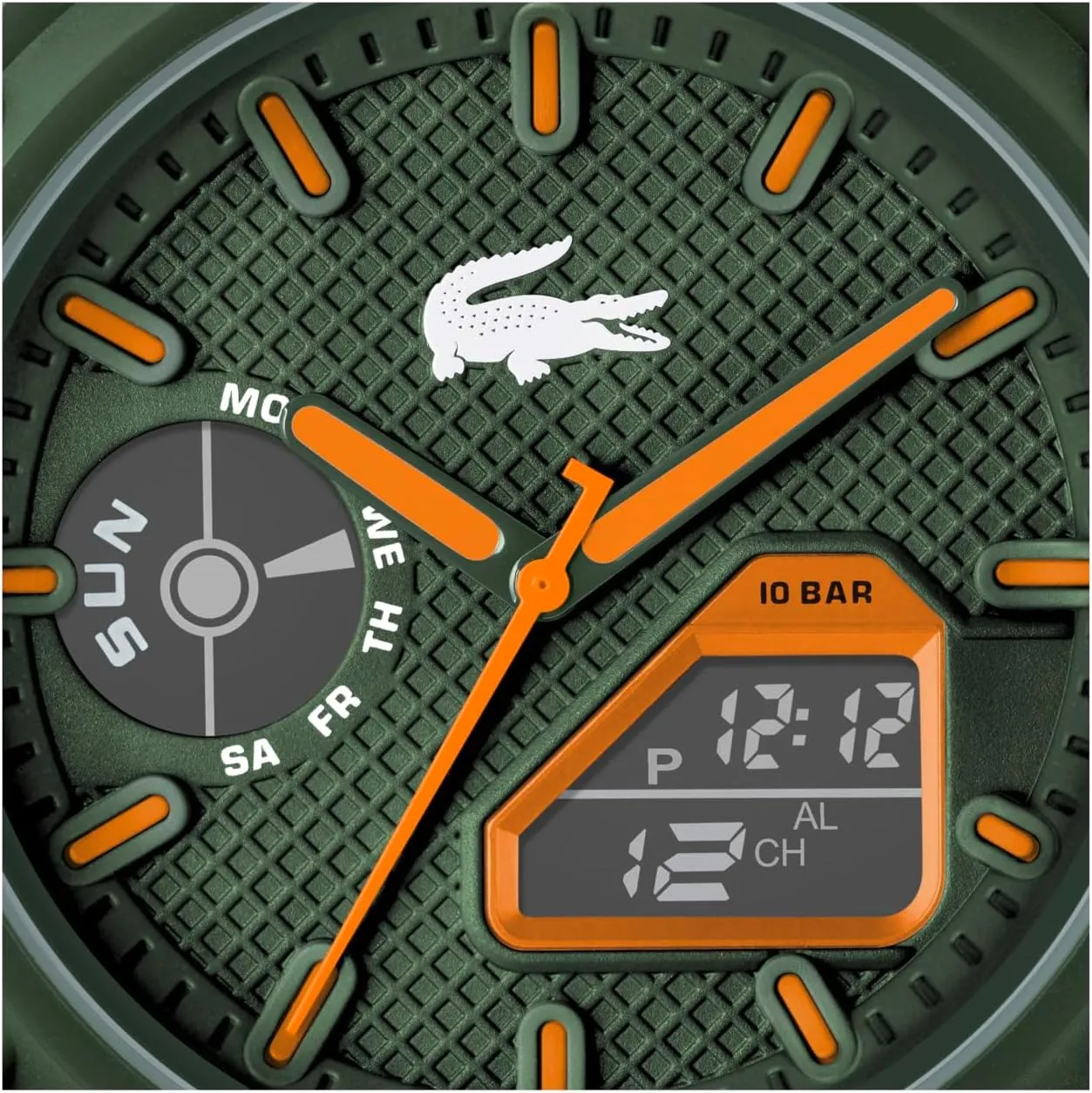 Lacoste LC33 Men's Analog and Digital Movement Watch, Silicone Strap, Water Resistant Up to 10ATM/100 Meters - Contemporary, Sporty - Premium Fashion Timepiece - Gift for Him - 45mm