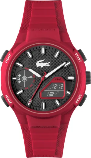 Lacoste LC33 Men's Analog and Digital Movement Watch, Silicone Strap, Water Resistant Up to 10ATM/100 Meters - Contemporary, Sporty - Premium Fashion Timepiece - Gift for Him - 45mm
