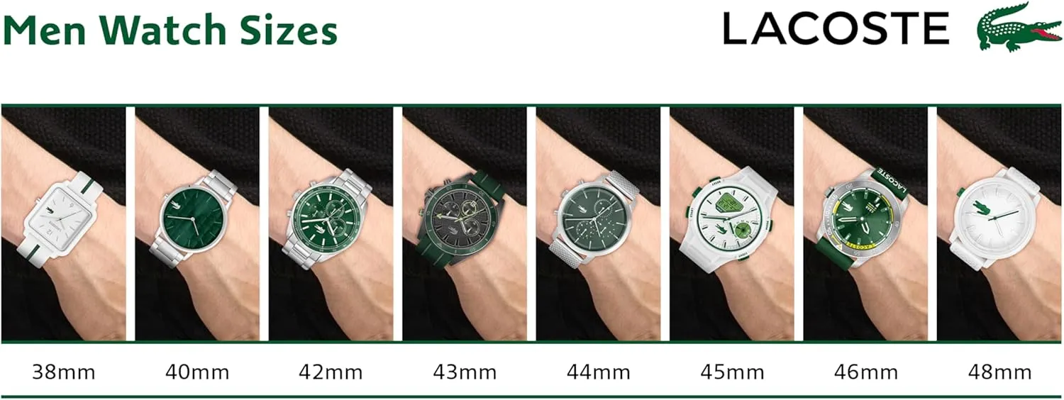 Lacoste LC33 Men's Analog and Digital Movement Watch, Silicone Strap, Water Resistant Up to 10ATM/100 Meters - Contemporary, Sporty - Premium Fashion Timepiece - Gift for Him - 45mm