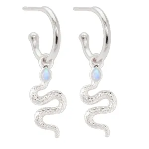 Laihas New Beginnings Moonstone Snake Hoop Earrings.