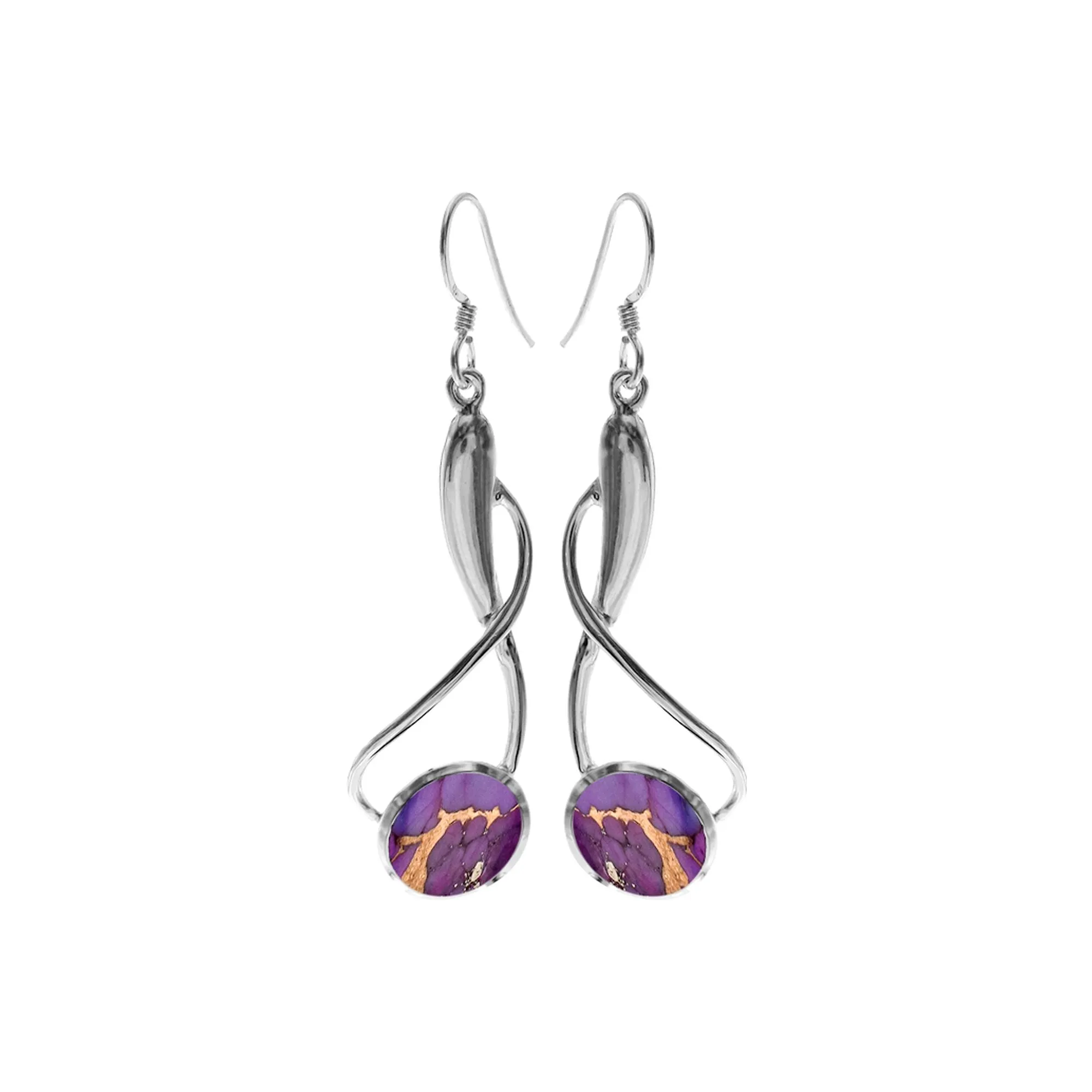 Large crossover purple mohave turquoise earrings