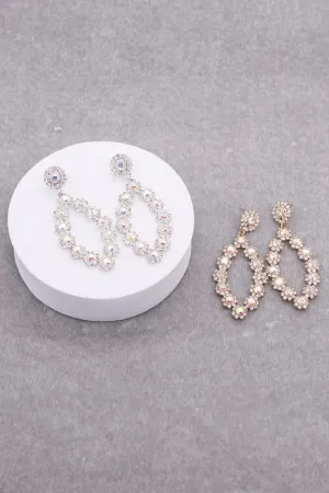 Large Rhinestone Drop Stud Earrings
