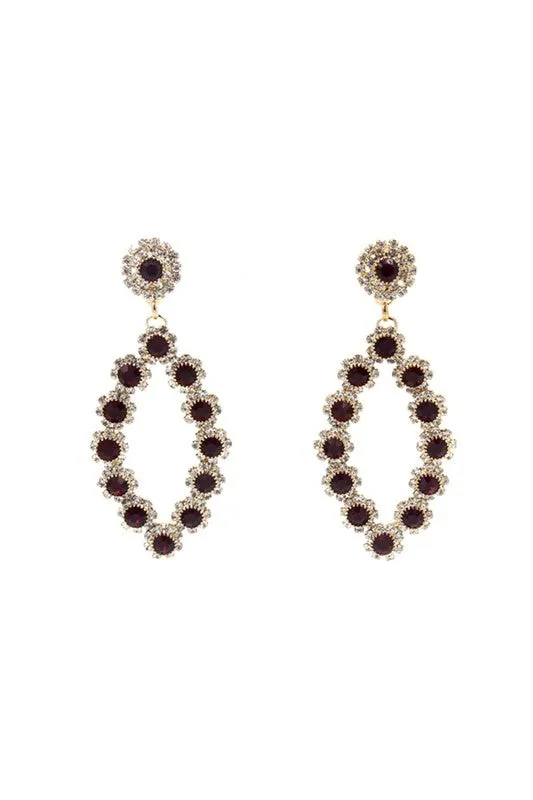 Large Rhinestone Drop Stud Earrings