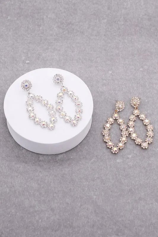 Large Rhinestone Drop Stud Earrings