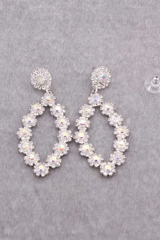 Large Rhinestone Drop Stud Earrings