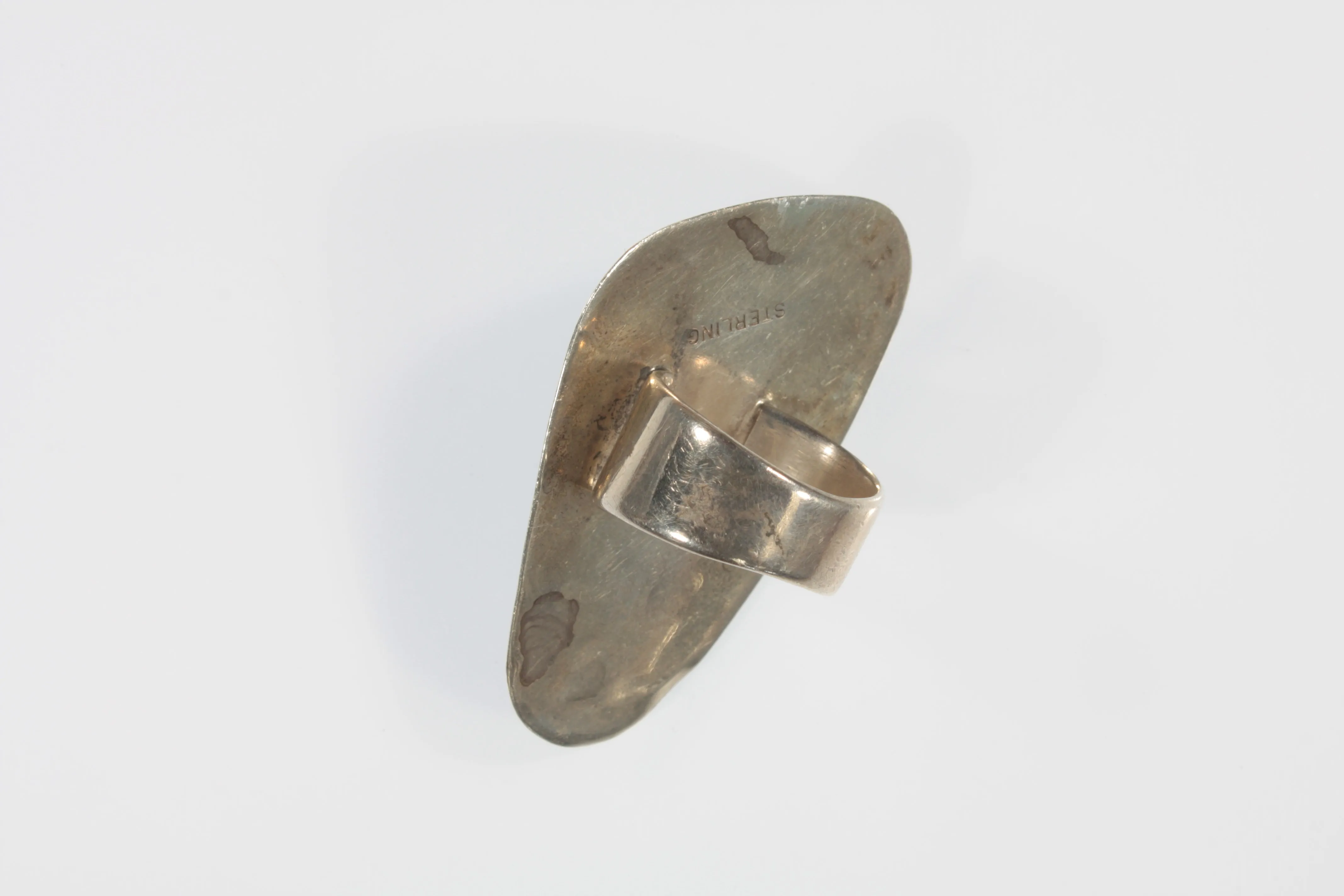 Large Zuni Geometric Inlay Sterling Silver Ring SZ: 6.25