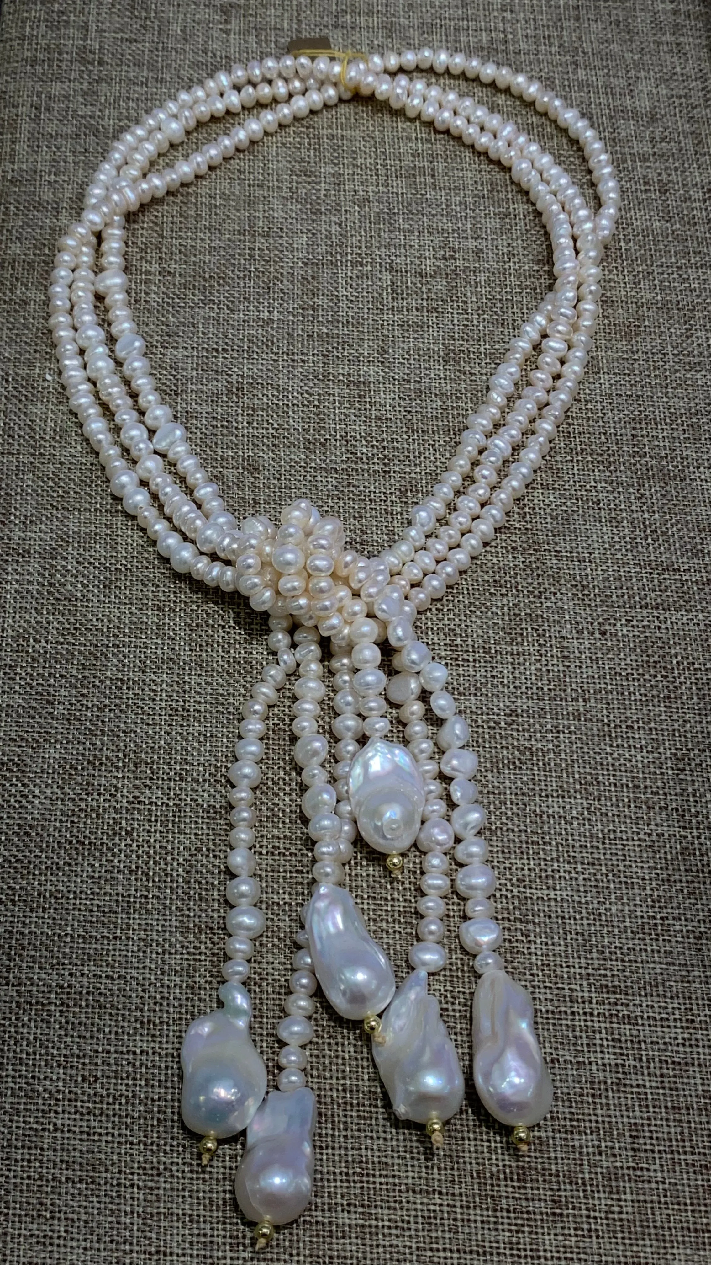 Lariat Bundle Necklace | Small Freshwater Pearls w/ Large Baroque Pearls