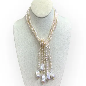 Lariat Bundle Necklace | Small Freshwater Pearls w/ Large Baroque Pearls