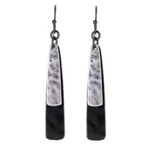 Layered Black & Silver Tapered Dangle Earrings