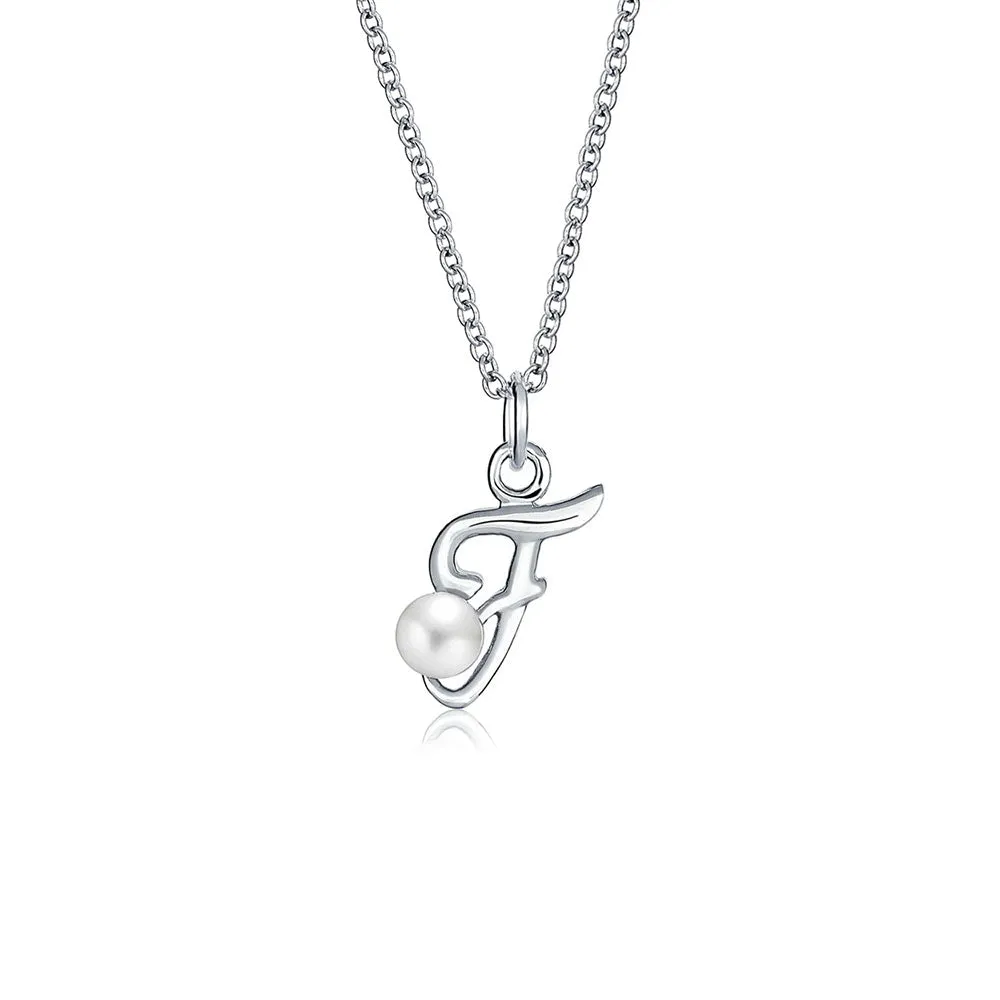 Letter ABC Initial Pendant Freshwater Cultured 925 Sterling Silver