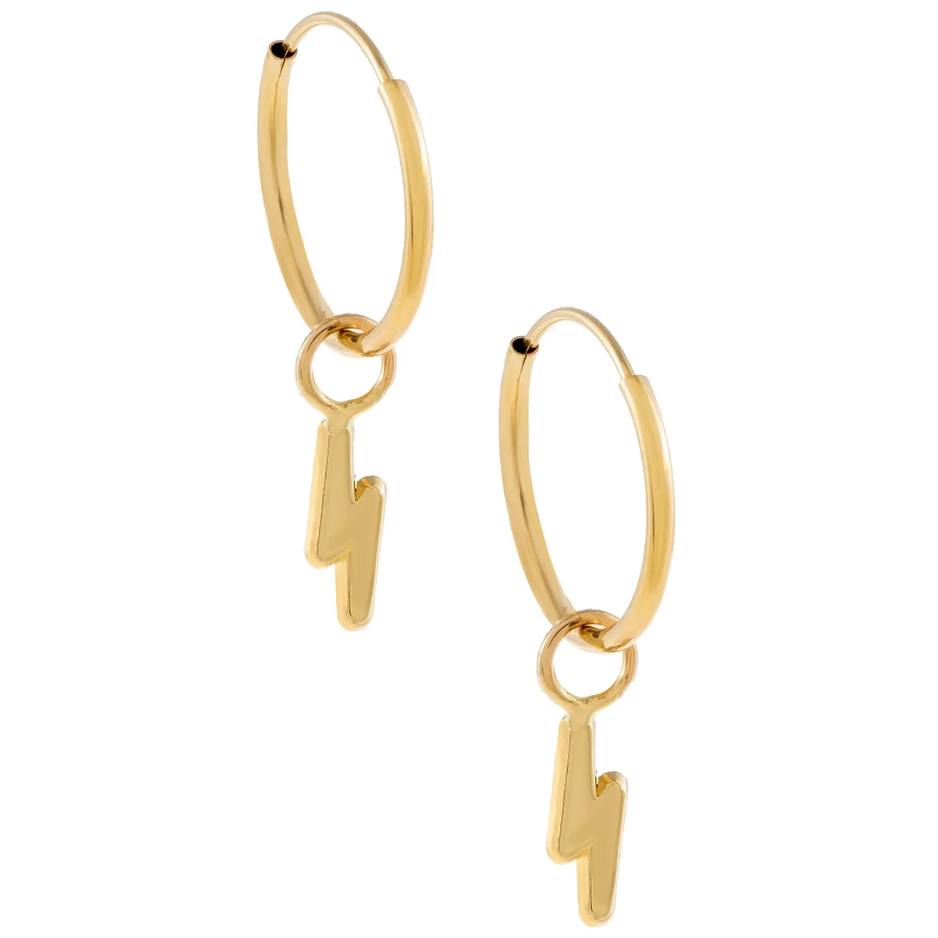 Lightning Bolt Hoop Earring 14K
