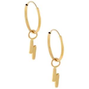Lightning Bolt Hoop Earring 14K