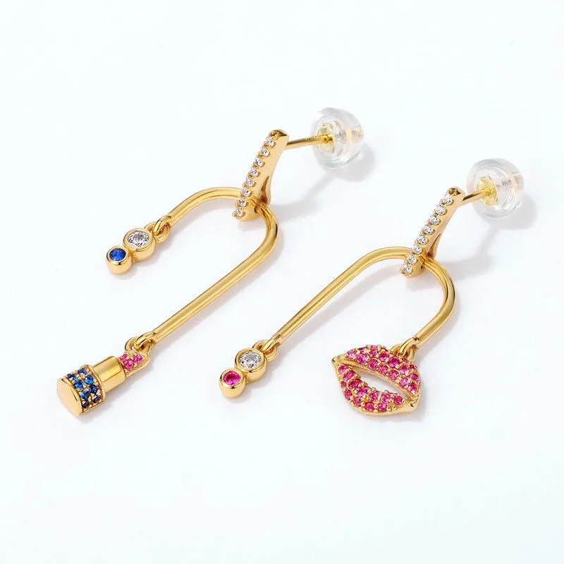 Lipstick Kisses Stud Drop Earrings