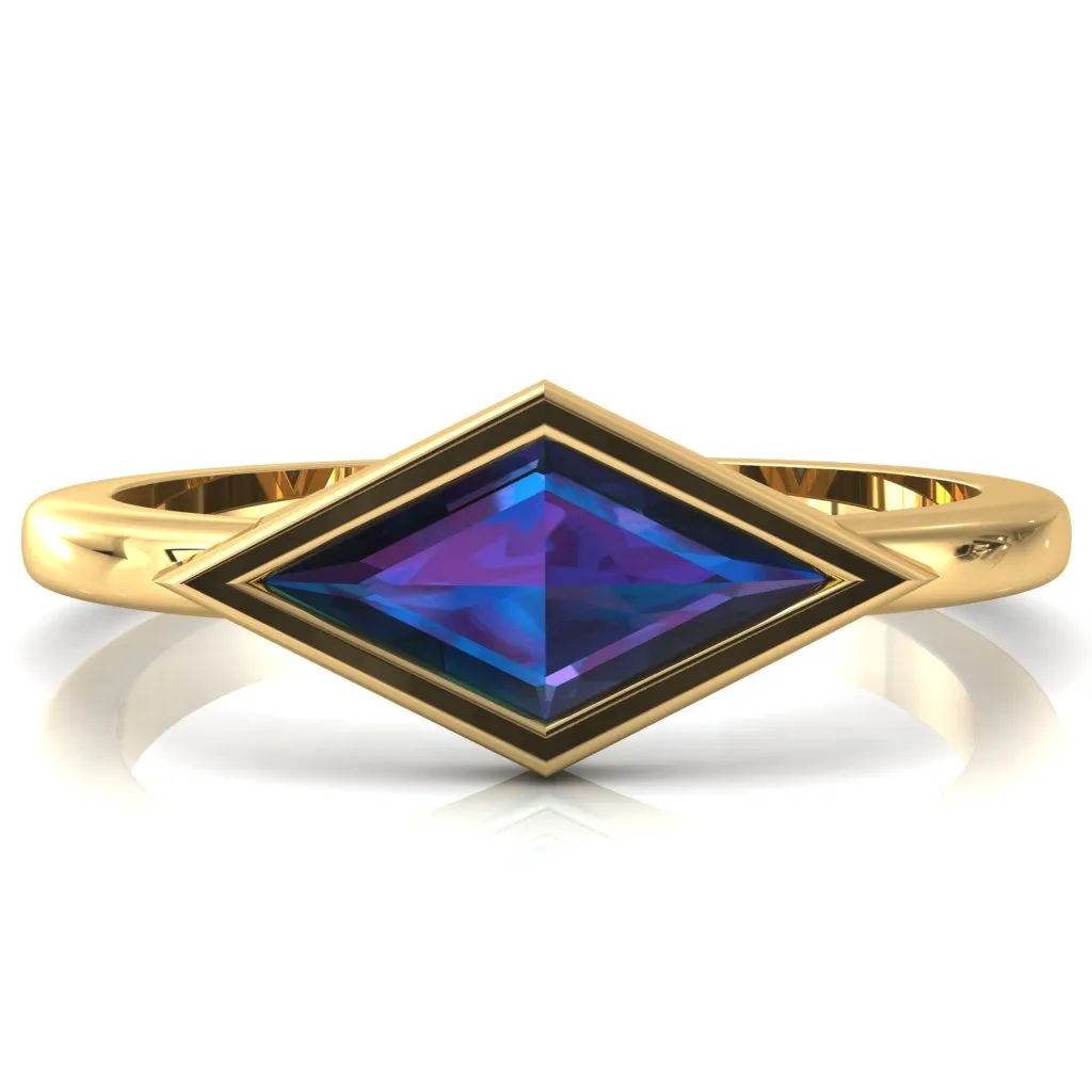 Londyn Lozenge Center Bezel Set Engagement Ring