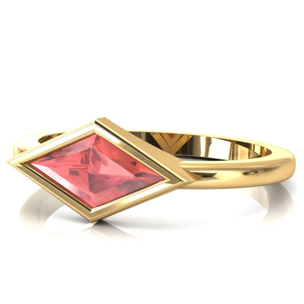 Londyn Lozenge Center Bezel Set Engagement Ring