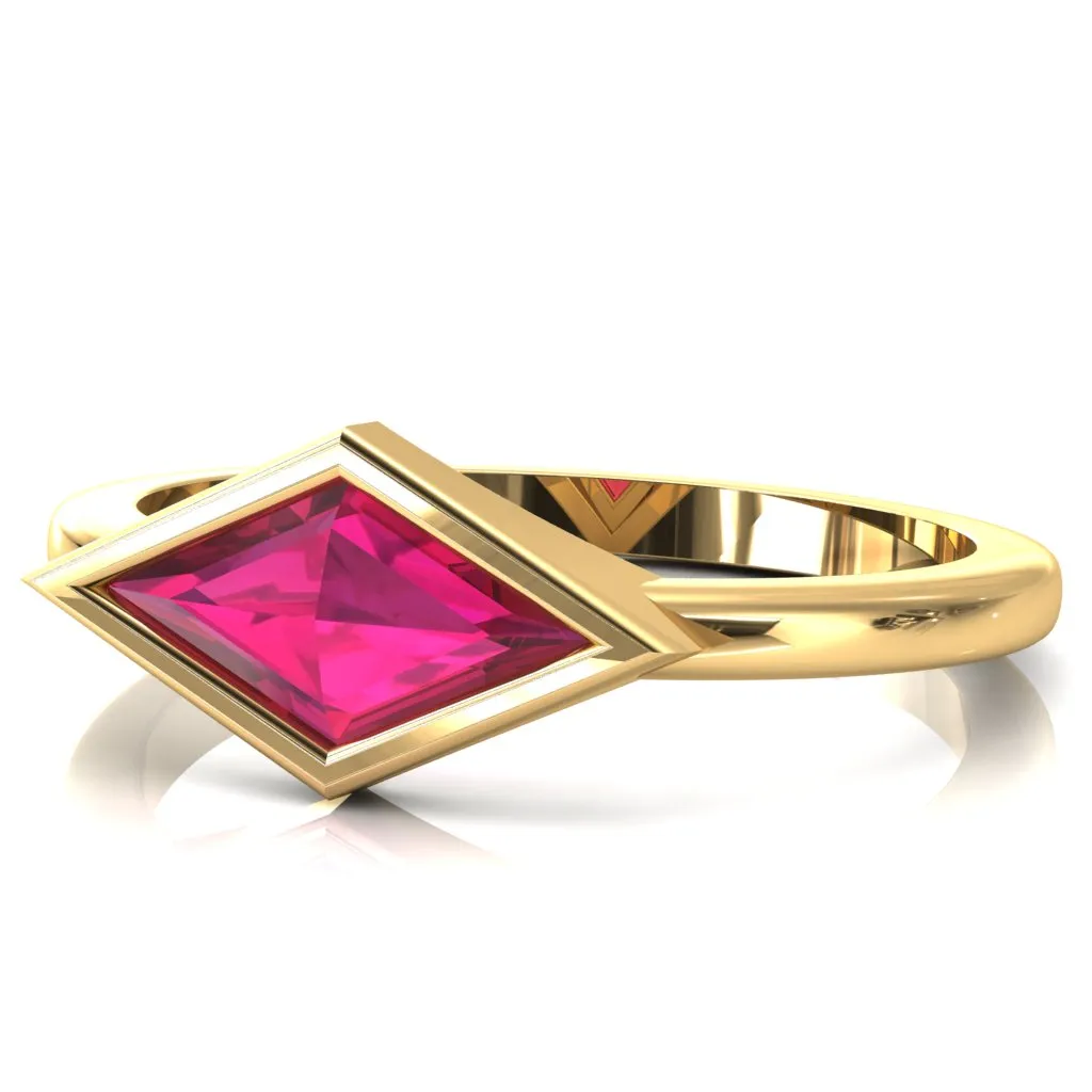Londyn Lozenge Center Bezel Set Engagement Ring