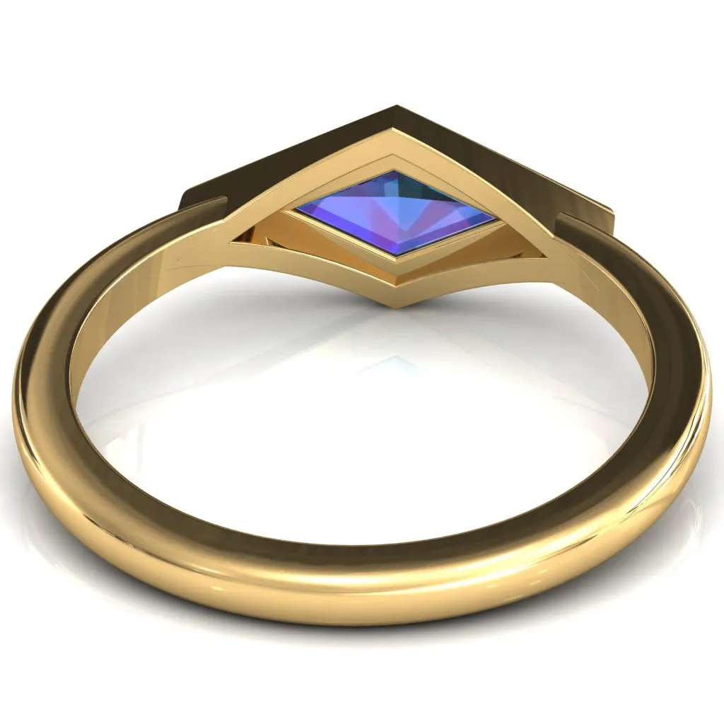 Londyn Lozenge Center Bezel Set Engagement Ring