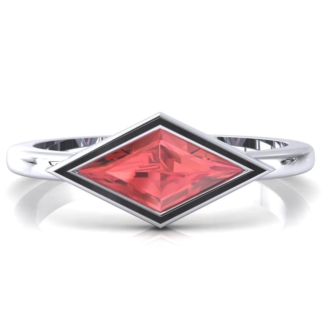 Londyn Lozenge Center Bezel Set Engagement Ring
