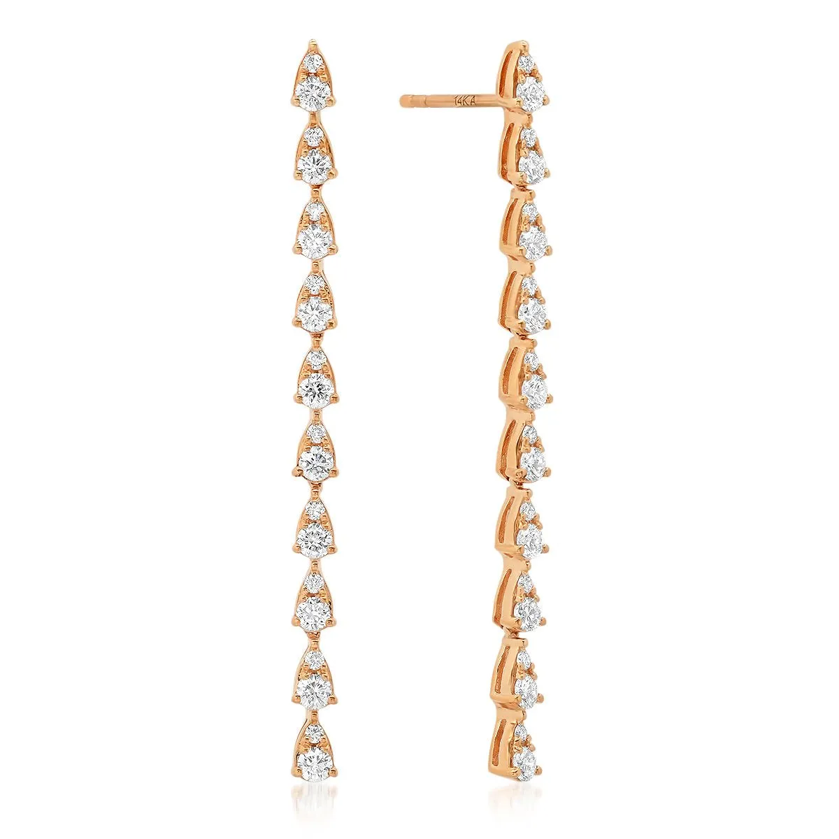 Long Diamond Cascade Teardrop Earrings
