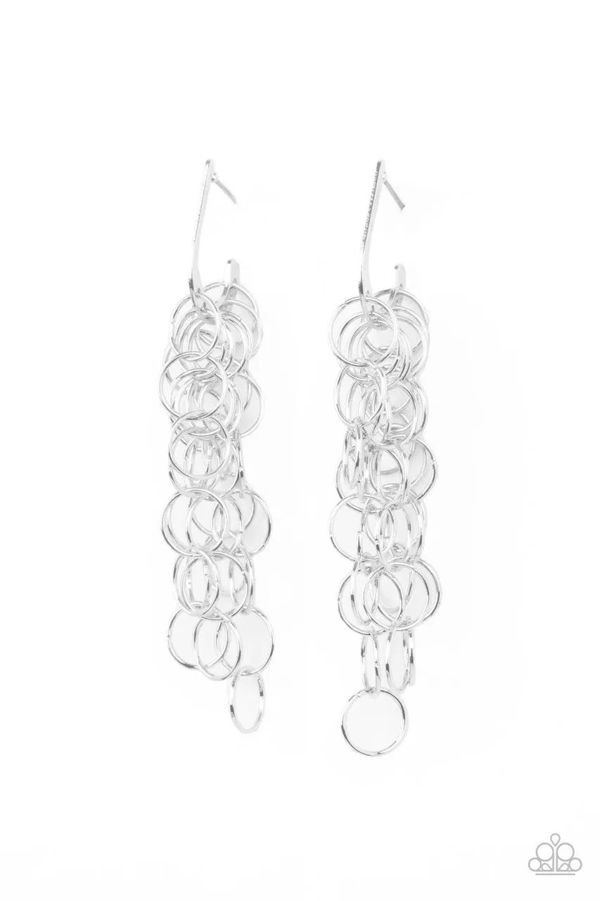 Long Live the Rebels Silver Paparazzi Earrings