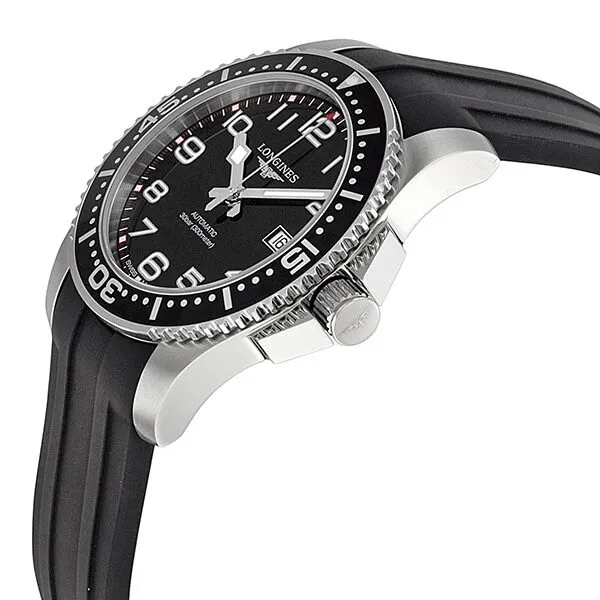 Longines Hydroconquest Black Dial Black Rubber Men's Watch L36954532 L3.695.4.53.2
