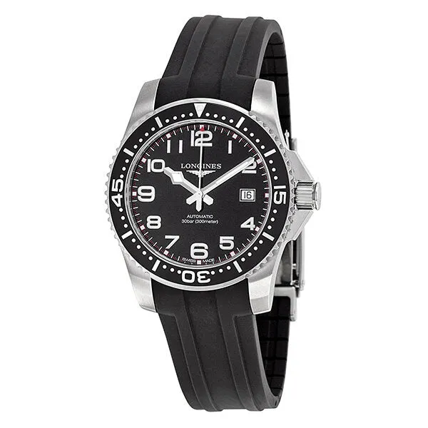 Longines Hydroconquest Black Dial Black Rubber Men's Watch L36954532 L3.695.4.53.2