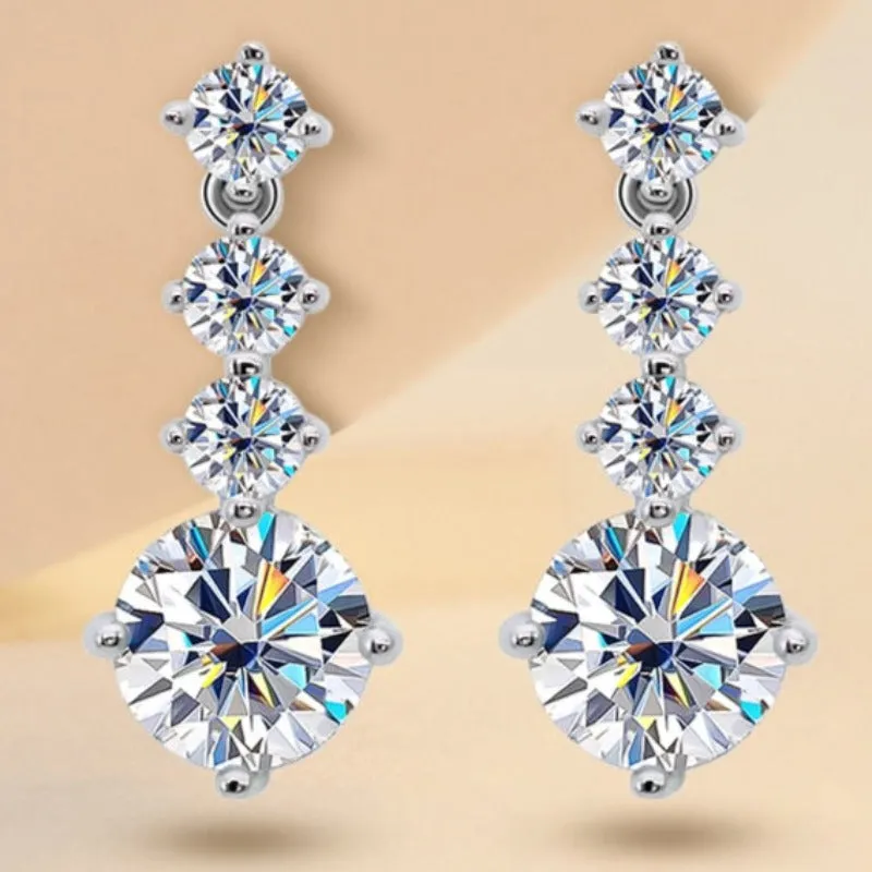 Luxury Moissanite Drop Earrings For Women Wedding Jewelry