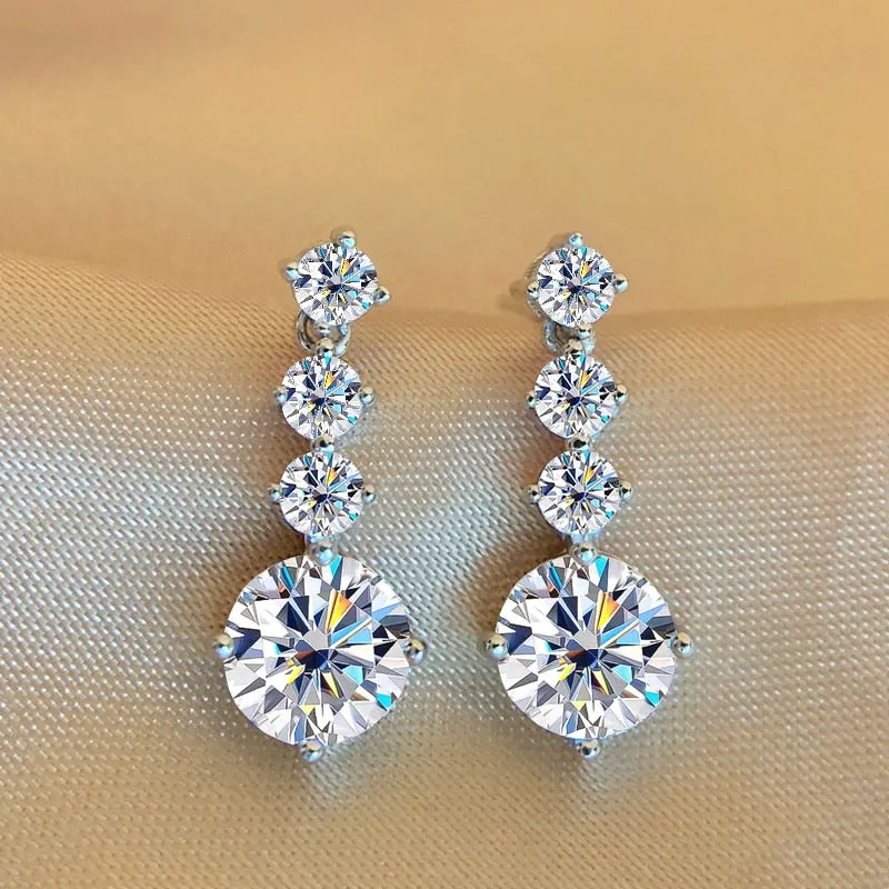 Luxury Moissanite Drop Earrings For Women Wedding Jewelry