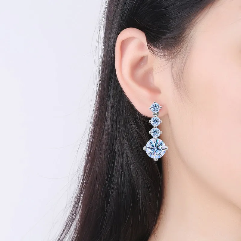 Luxury Moissanite Drop Earrings For Women Wedding Jewelry