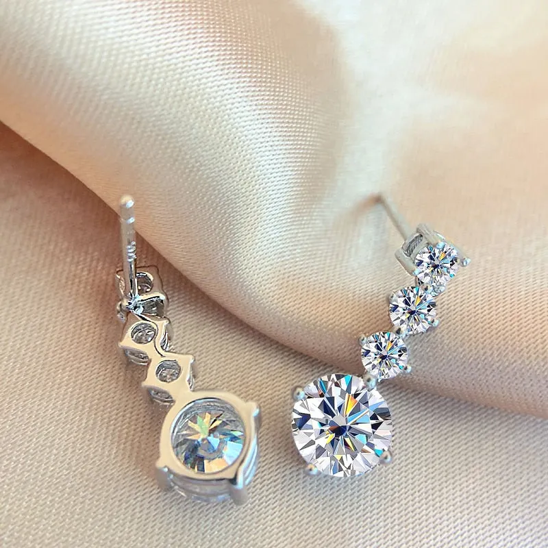 Luxury Moissanite Drop Earrings For Women Wedding Jewelry