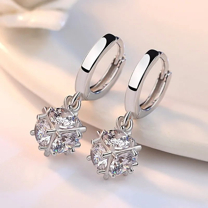 Luxury Zircon Stud Earring 925 Silver Women Wedding Jewelry