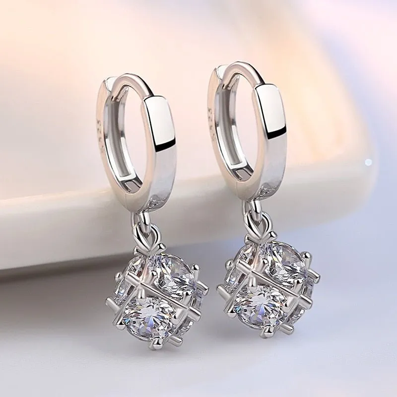 Luxury Zircon Stud Earring 925 Silver Women Wedding Jewelry