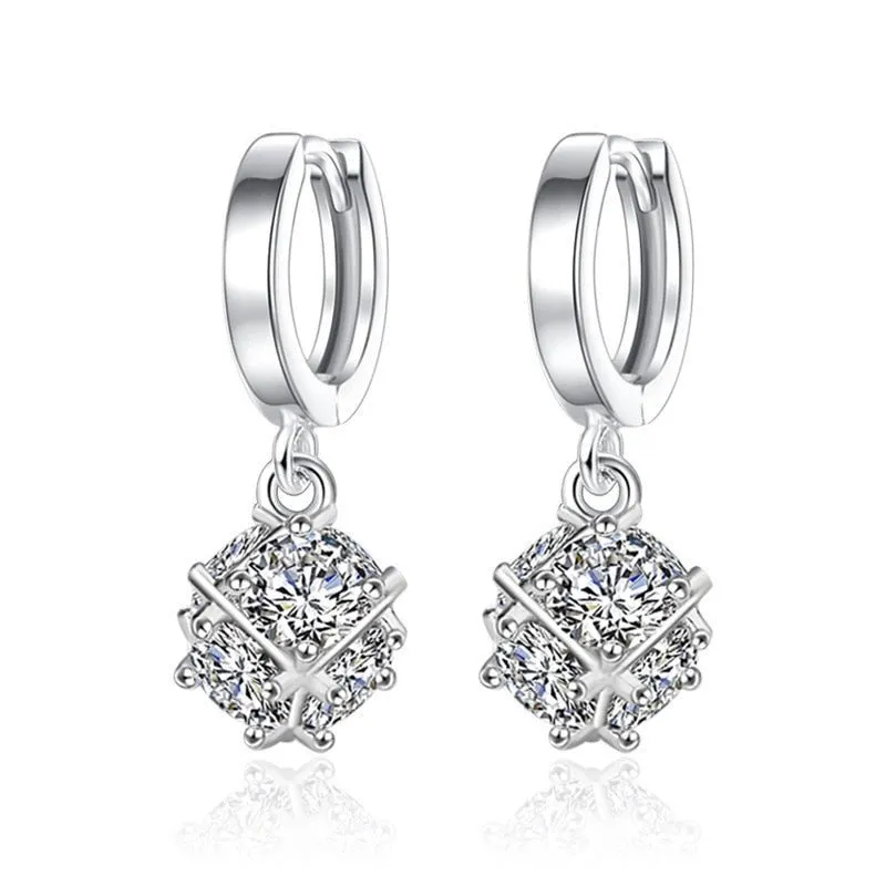 Luxury Zircon Stud Earring 925 Silver Women Wedding Jewelry