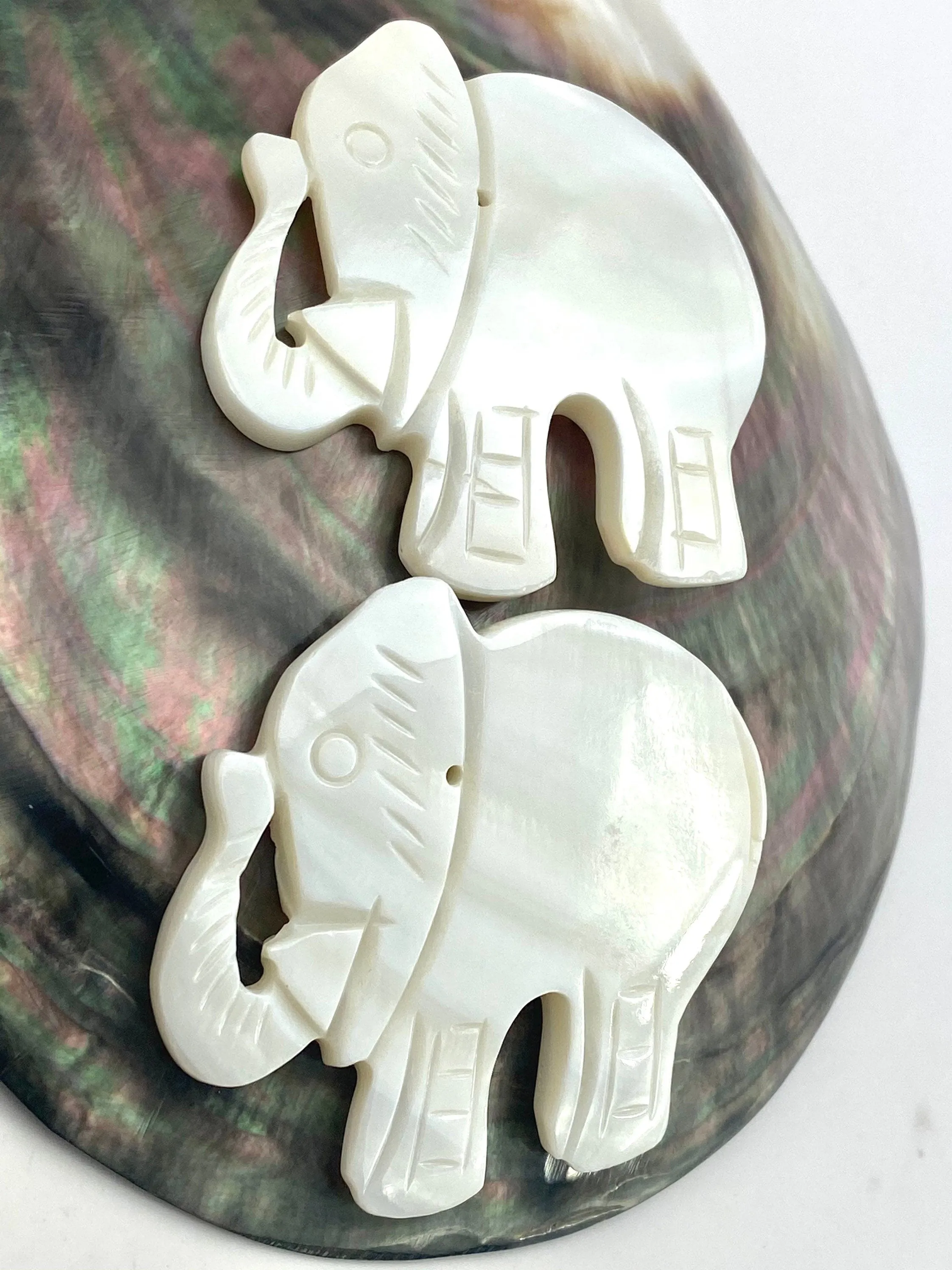 M51 White South Sea MOP Elephant