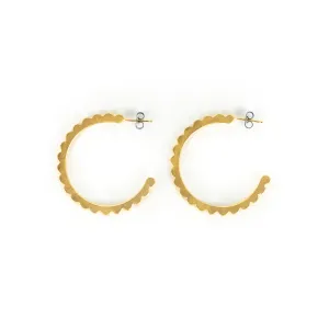 Maia Leppo Large Gold Scalloped Hoop Earrings