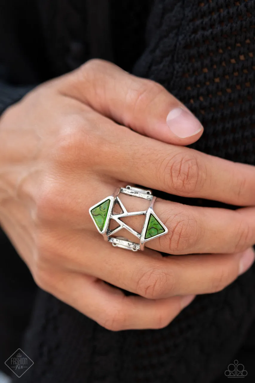 Making Me Edgy Green Paparazzi Ring