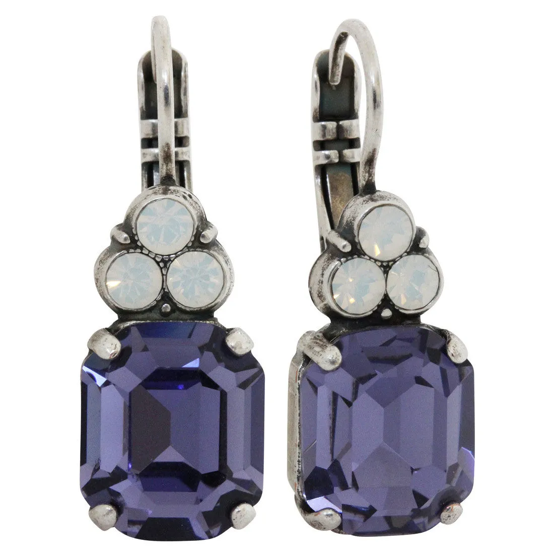 Mariana "Purple Mix" Silver Plated Rectangle Baguette Crystal Earrings, 1014 1062