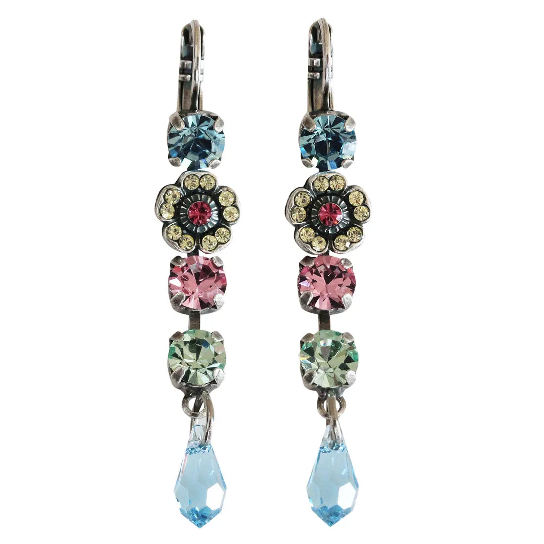 Mariana "Spring Flowers" Silver Plated Floral Crystal Dangle Earrings, 1504/1 2141
