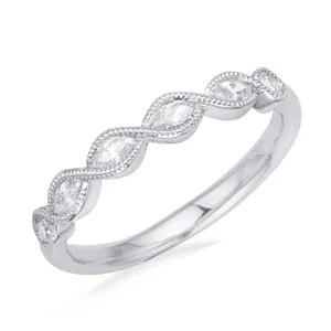 Marquise Milgrain Diamond Stackable Band