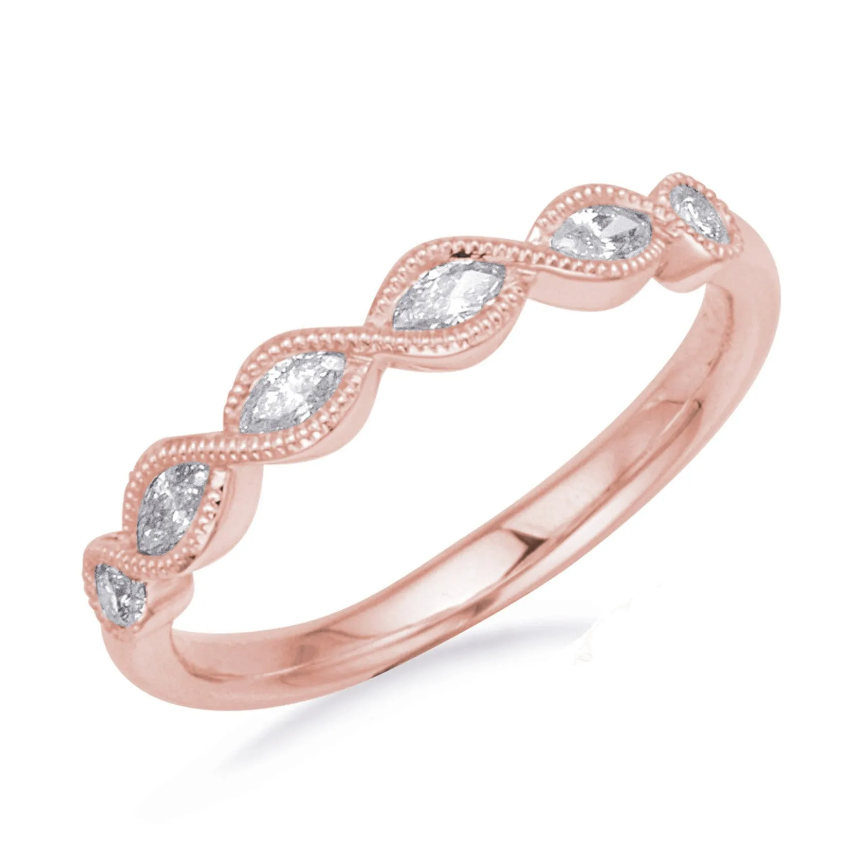 Marquise Milgrain Diamond Stackable Band