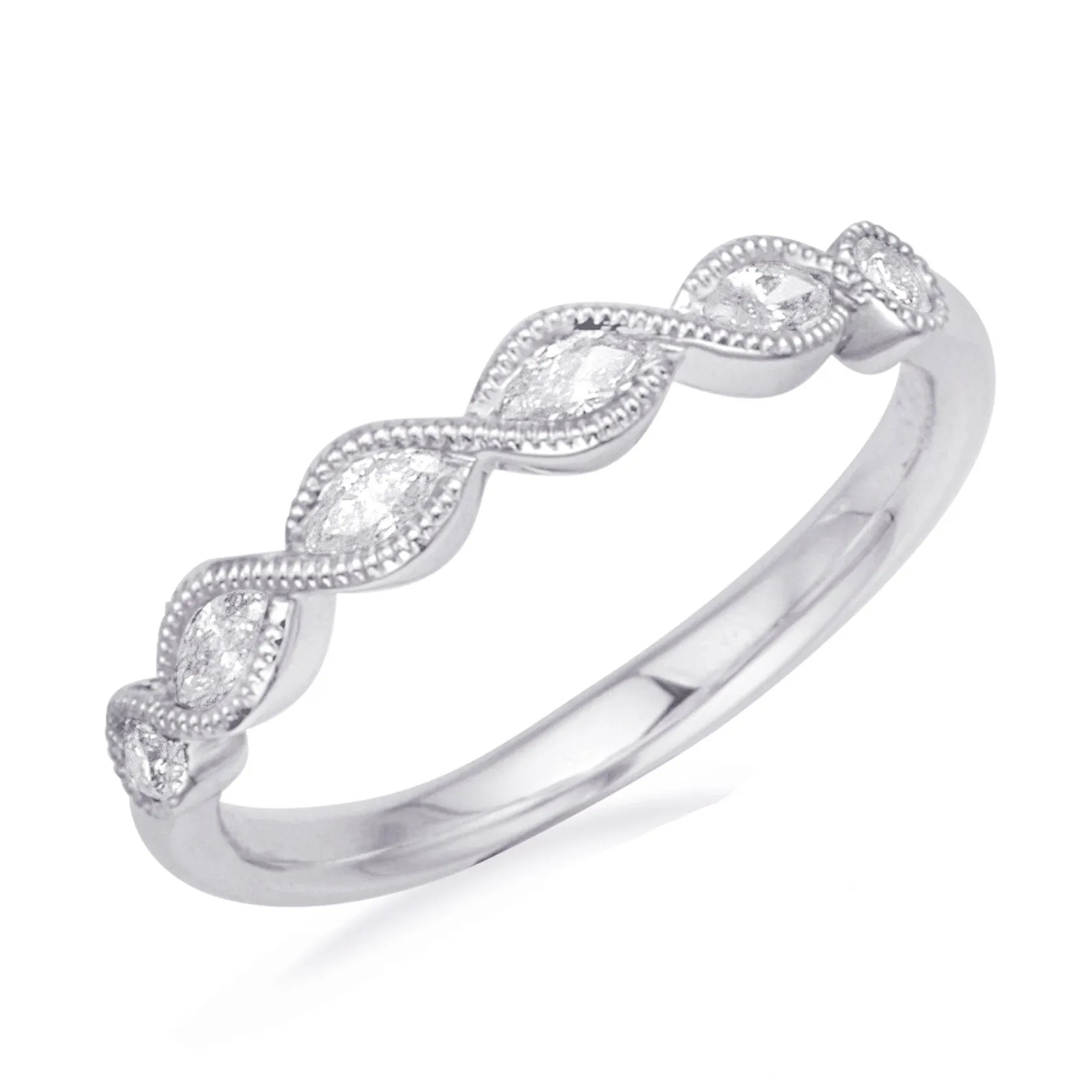 Marquise Milgrain Diamond Stackable Band