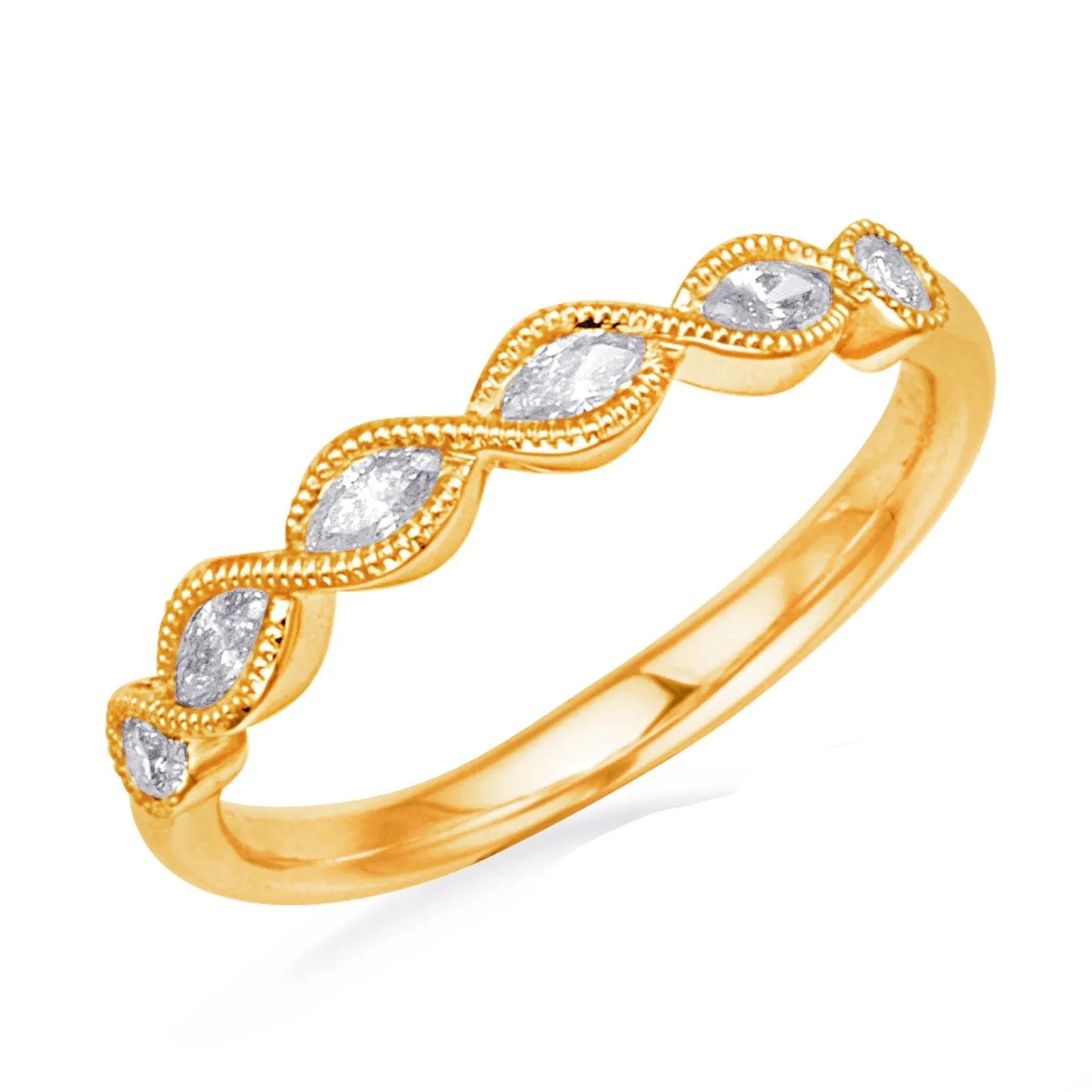Marquise Milgrain Diamond Stackable Band