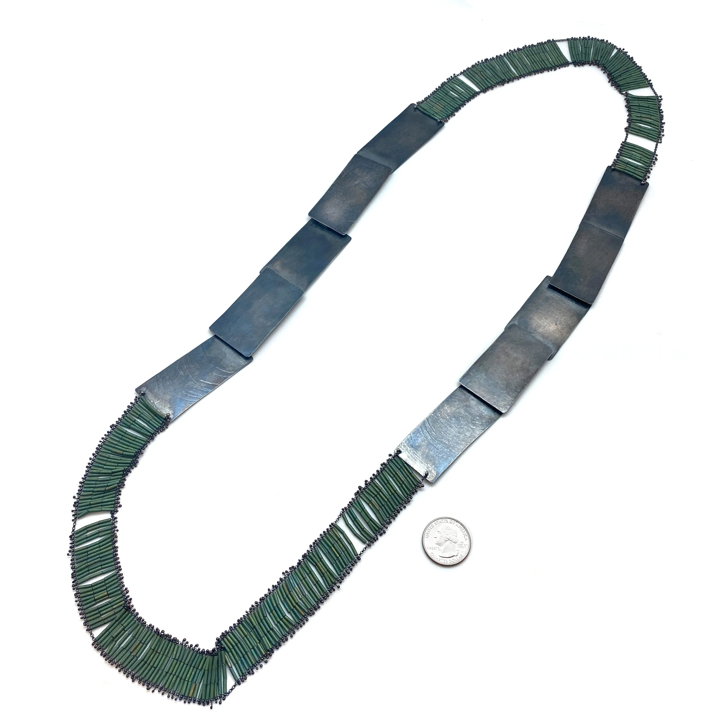 Matte Green Ladder Necklace