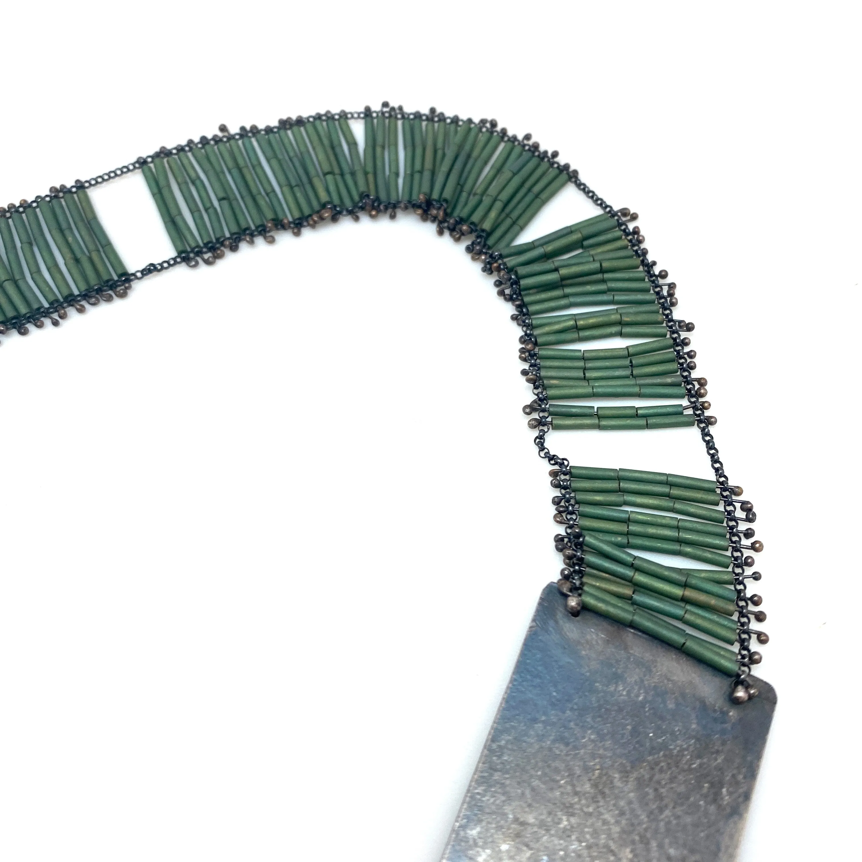 Matte Green Ladder Necklace